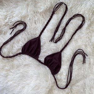 Dark Purple Mikoh Tassel Bikini Top